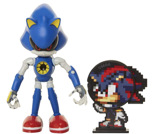 Sonic The Hedgehog Collectible Metal Sonic 4" Bendable Flexible Action Figure with Bendable Limbs & Spinable Friend Disk Accessory Perfect for Kids & Collectors