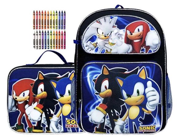 Sonic the Hedgehog Team 16" Large Backpack and Lunch Bag Set Plus Gift