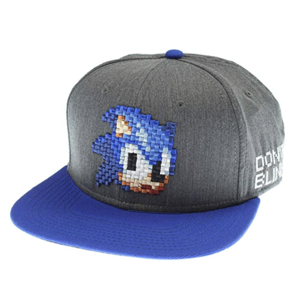 bioWorld Sonic The Hedgehog Sega Pixel Face Black Snapback Hat